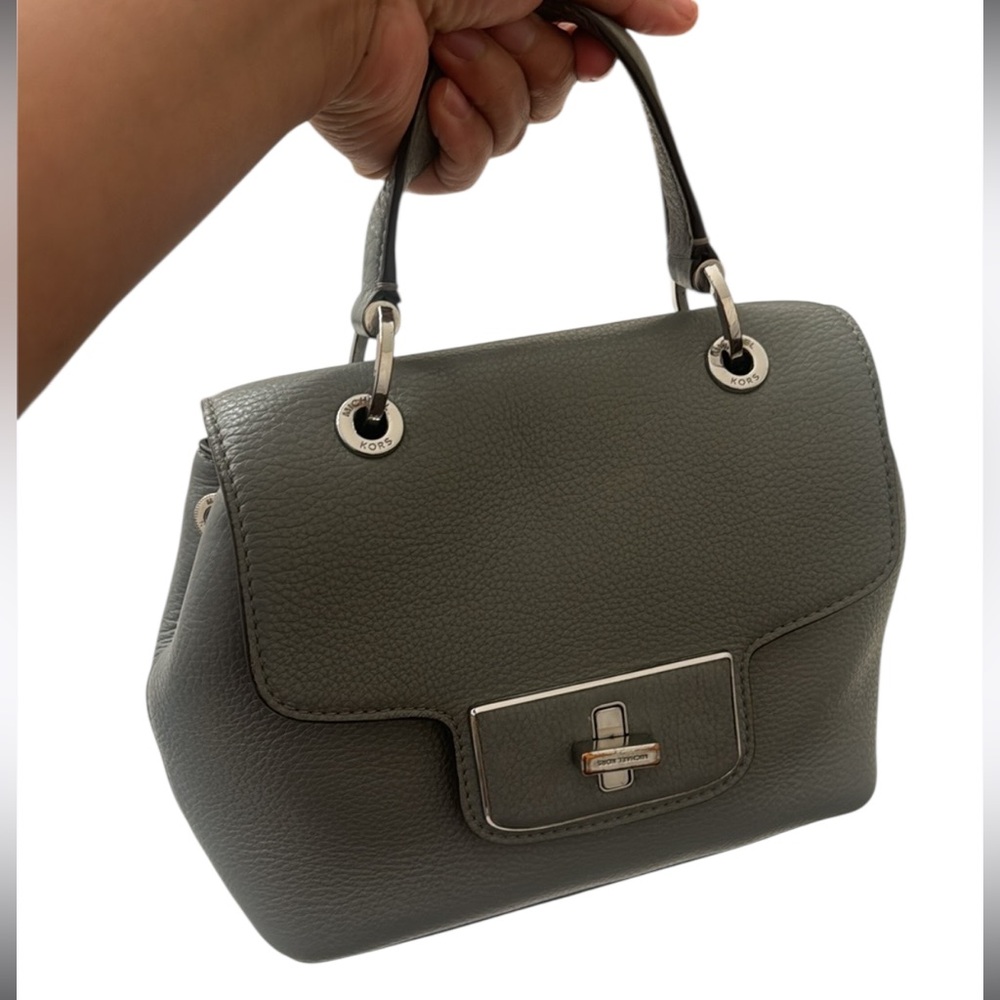 Michael Kors Emery Small Leather Satchel Bag. Steel Gray - Picture 3 of 14